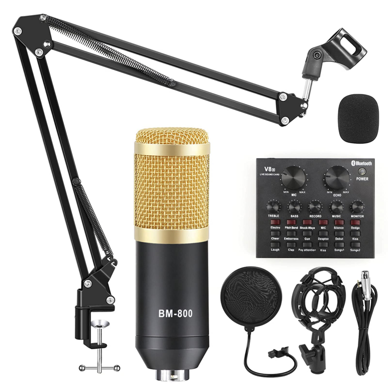 Microphone à Condensateur avec Carte Son V8