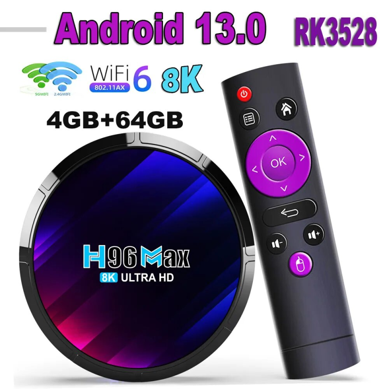 TV Box H96MAX Android. 4GB + 64 Go